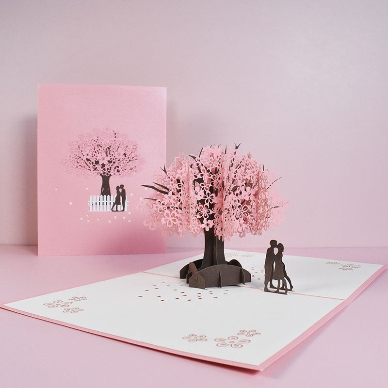 Innovative Valentine'S Day Greeting Card Love Blessing Handmade 3D Stereo Card Couple Cherry Blossom - Image 3